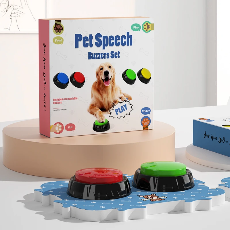 Factory Price Recordable Dog Talking Buttons For Communication Buzzer Training Set Dog Buttons