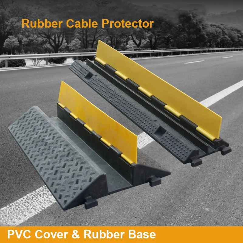 High quality 1000*580*125mm Rubber Composite Ramp Speed Bump Outdoor Cable Protector Traffic Hose Cover Enhancing Roadway Safety
