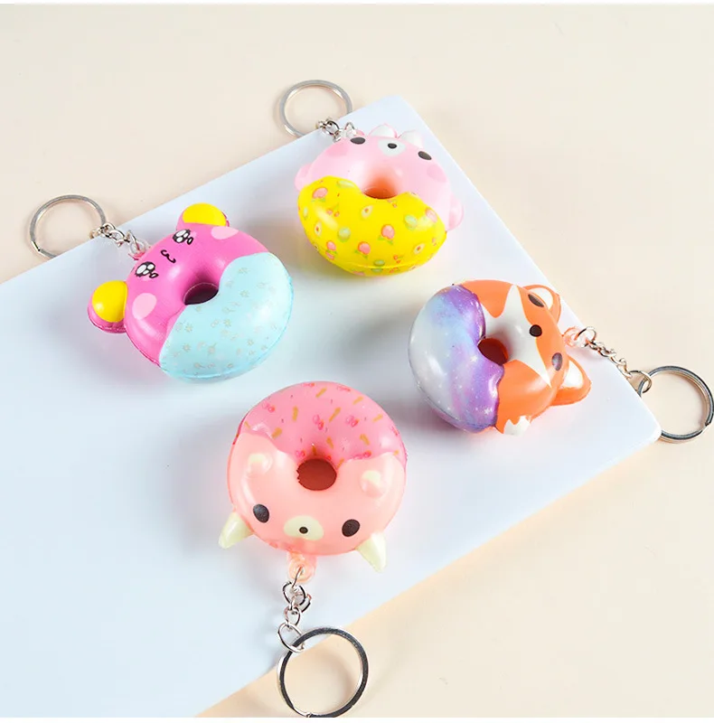 Kids Educational Custom Cute Animal Doughnut Shape Toys Anti Stress Pu Foam Reliever Squeeze Soft Slow Rising