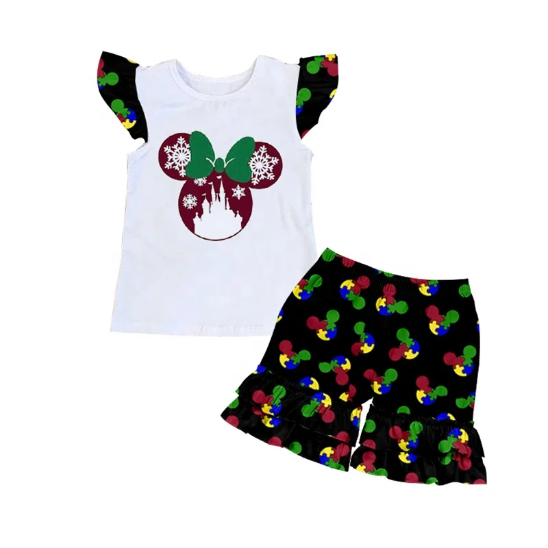 
New Cartoon Mouse Castle Baby+Clothing+Sets Kids Summer Suit Children Clothes Set For Girls 0-16 Years Flutter Sleeve Outfit 