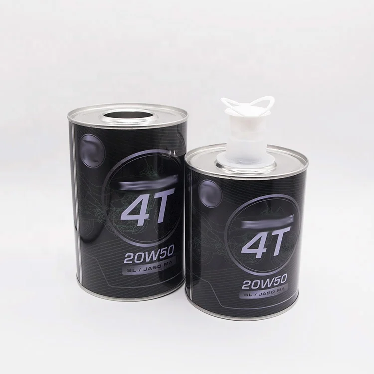 800ml 1l Empty round metal drum for engine oil/metal lubricating oil tin can for sale