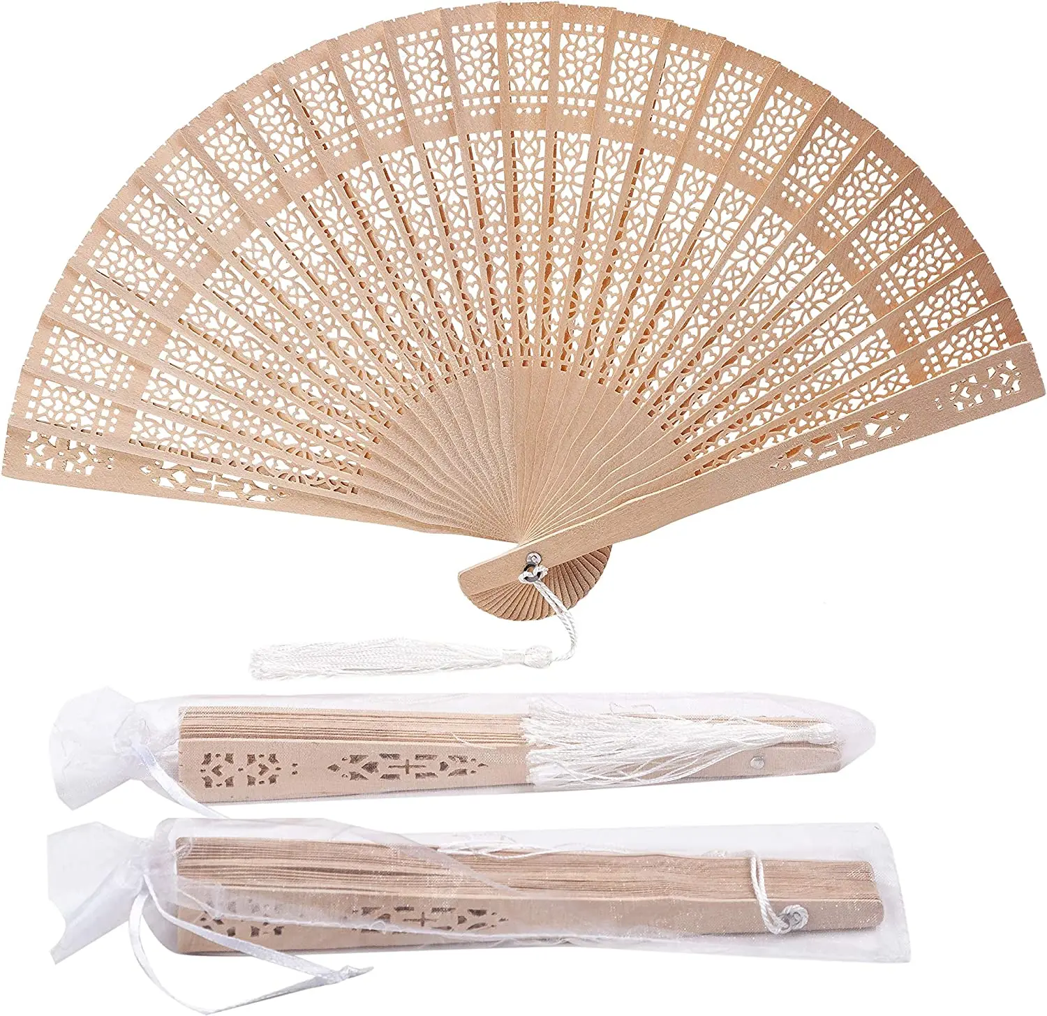 Wooden Hand Held Fan Wedding Fan Sandalwood Folding Wooden Openwork Personal Hand Held Folding Fans
