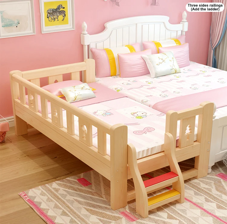 Solid Wood Furniture Kids Cot Modern Bedroom Bed Children Single Beds Pine Baby Cribs