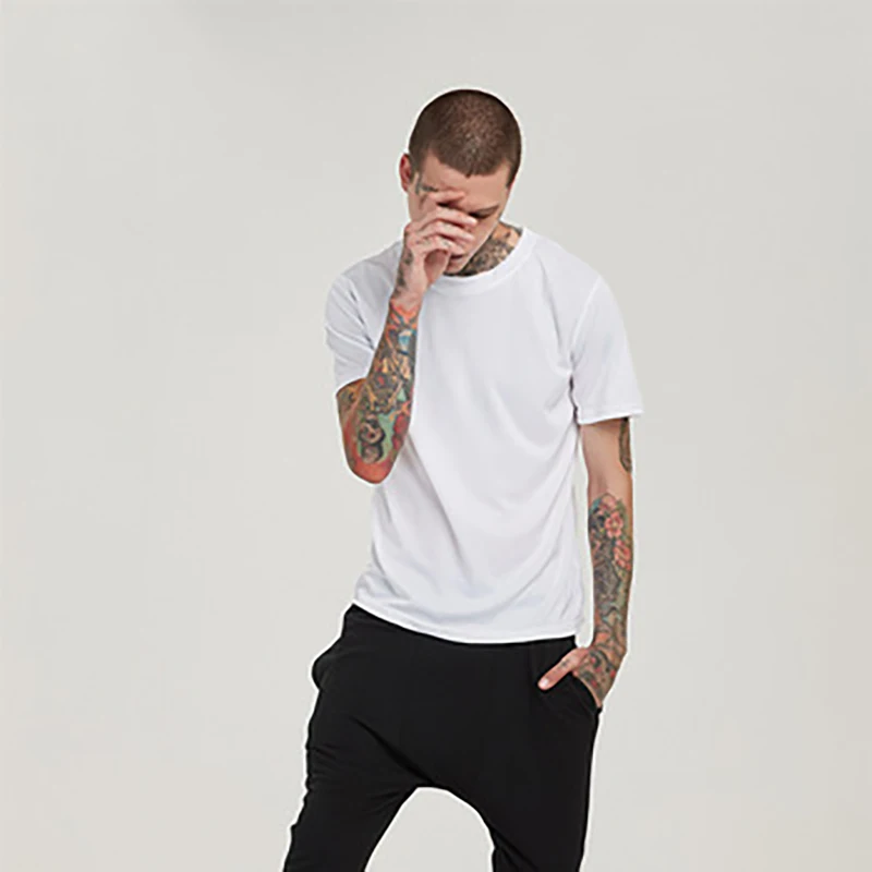 
cheap $1 custom logo plain white quick dry t shirts for men 