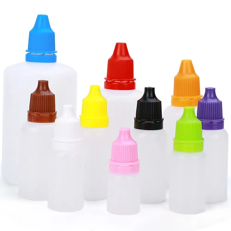 PET plastic long thin tip plastic dropper bottle with twist screw top cap