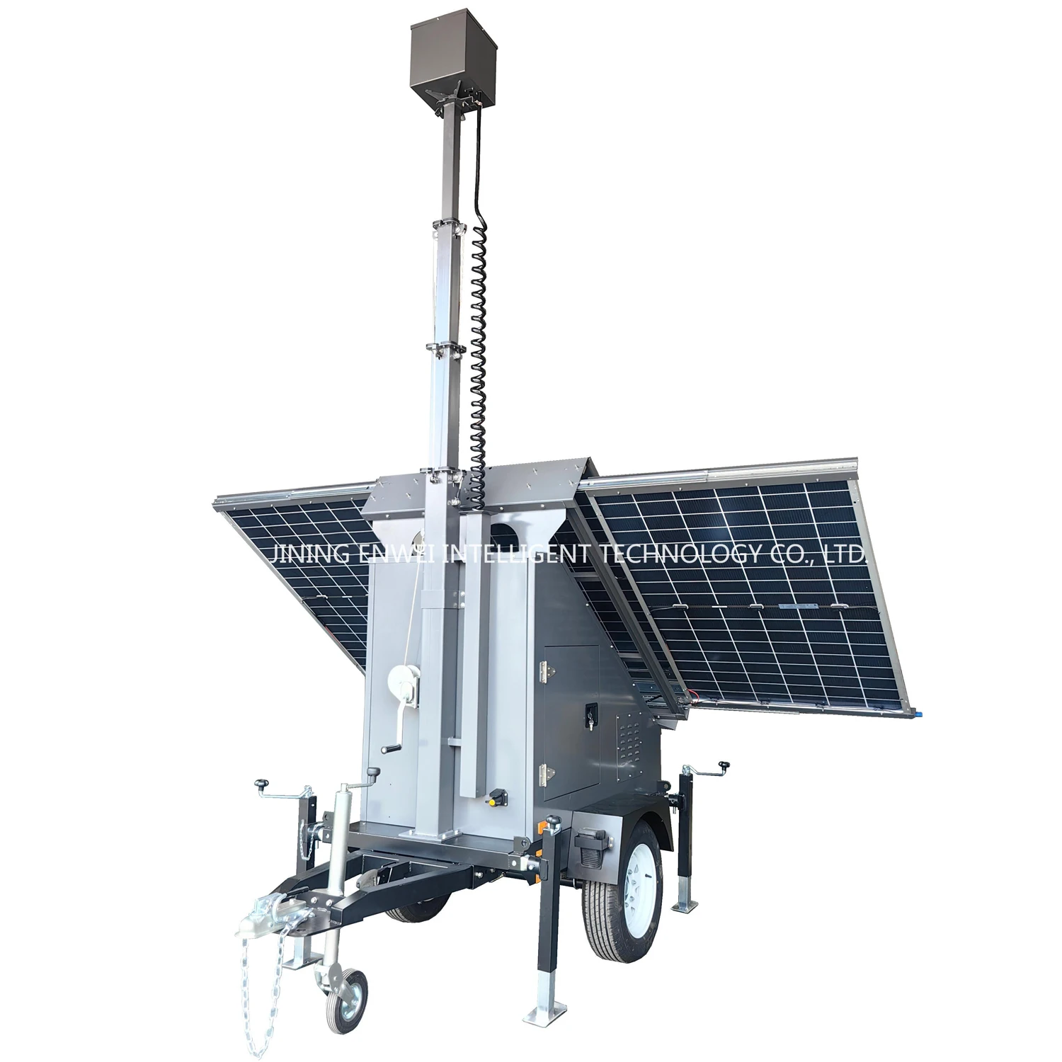 3*400W solar panels security mobile surveillance camera cctv trailer for construction site monitoring