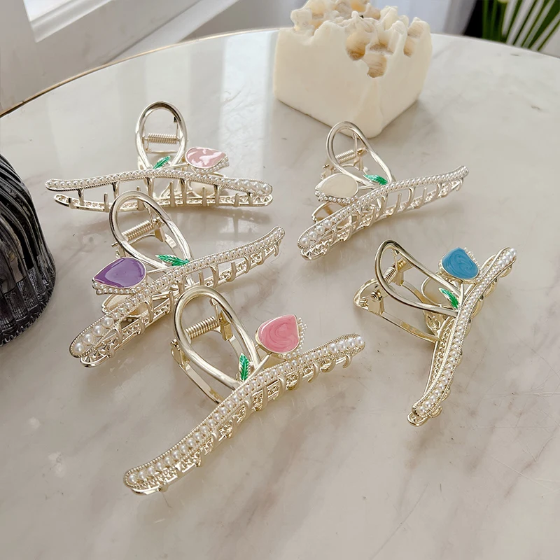 Brand new qusart fashion women crab clip girls teddy bear hair claw clips floral with high quality