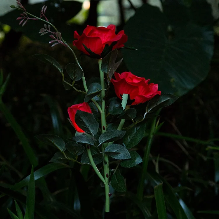 Outdoor Romantic Artificial Silk Rose Led Flower