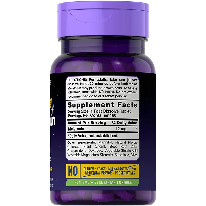 Hot Sale Sleep Supplement Sleep Aid Melatonin 12 mg Tablets for Adults Strengthen Immune System Insomnia Sleep Aid