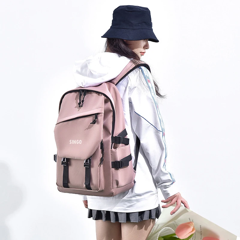 Book Bags Custom Logo Backpacks For Girls Pink Nylon Backpack 14 Inch Laptop College School Bag 2024
