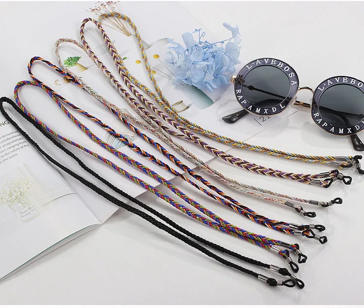 Retro Glasses String Holder Chain Leather Eyeglass Lanyards Straps Cords for Men Handmade Braided Chains Around Neck Cord Strap