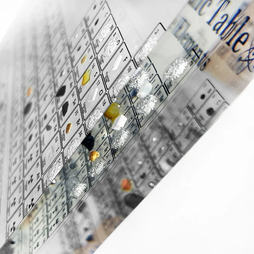 Customized New brand 3D Science Creative Chemical Periodic Table With LED Base Gift Box Science Lovers Acrylic Periodic Table