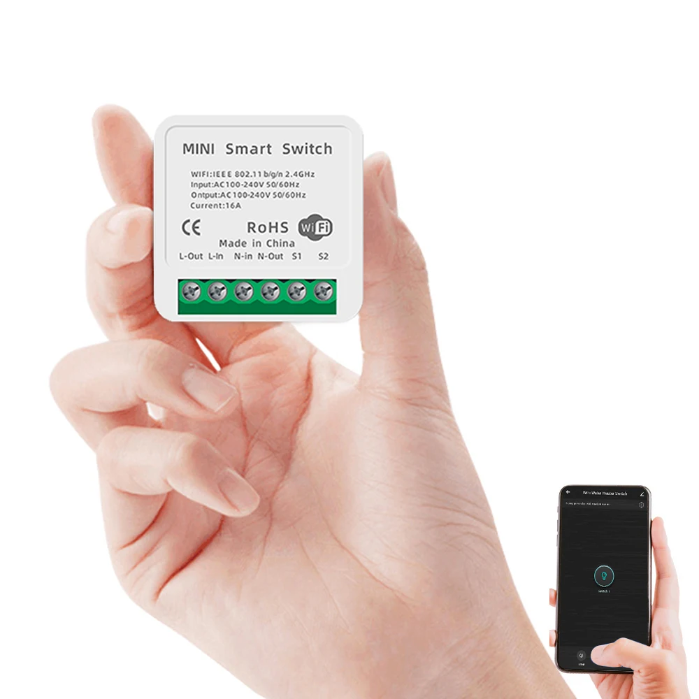 16A Tuya WiFi Smart Life Controller Timer Switch Light Wall 2 Way Module Voice Relay Google Home Alexa Mini Smart Switch