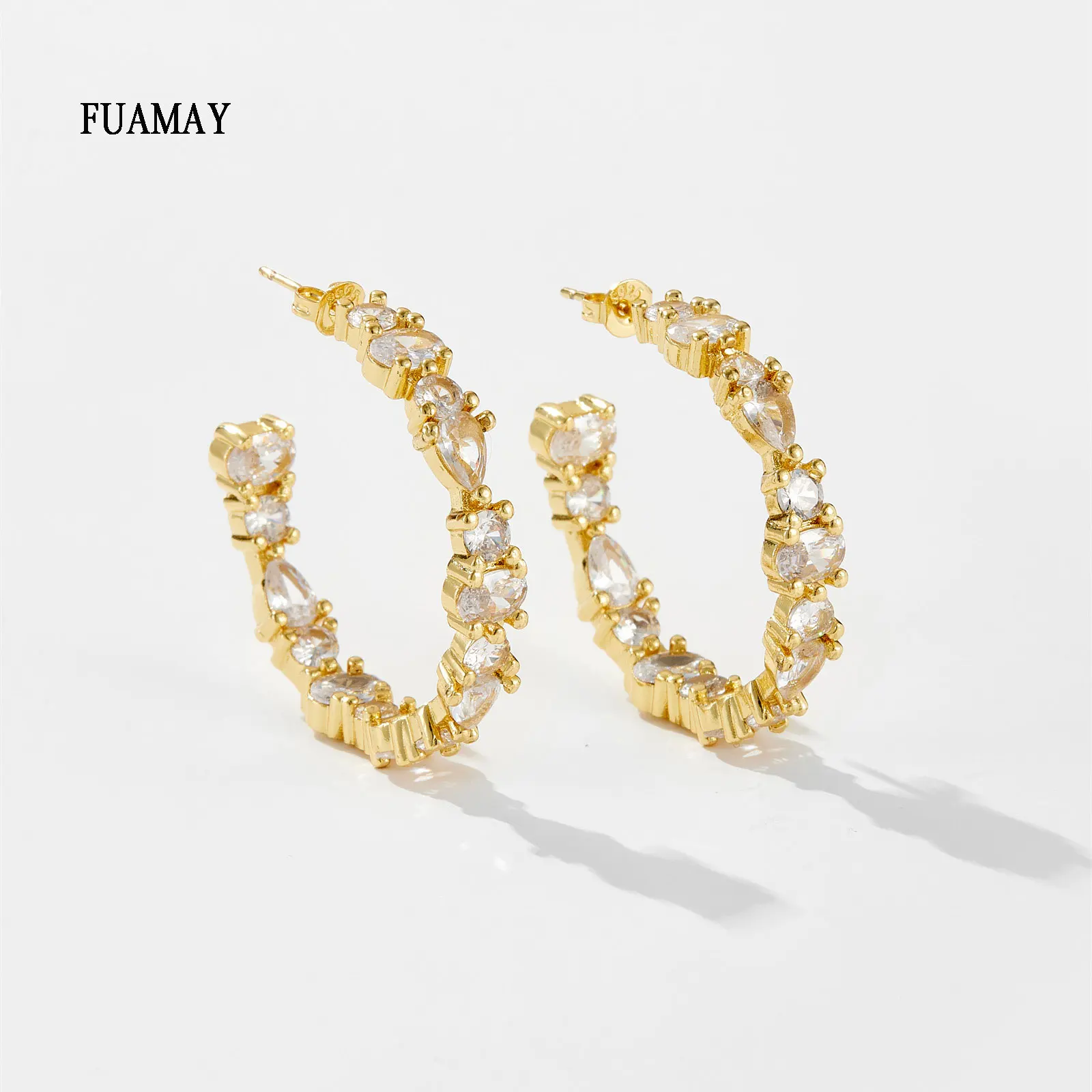 Custom Trendy High Quality Gold Plated Brass Earrings Women Silver Plated Earrings