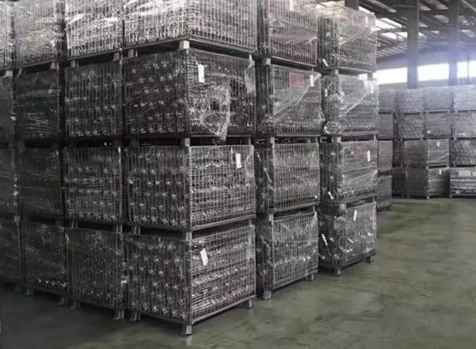 Heavy Duty Steel Collapsible Wire Mesh Pallet Container for Warehouse Storage