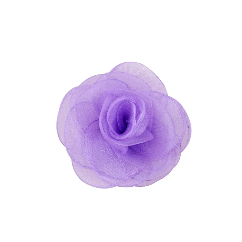 2024 Cheap factory price corsage silk satin fabric apparel handmade rose brooch chiffon flower