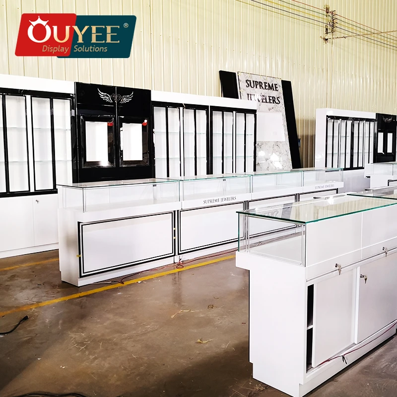 3D Jewellery Shop Interior Design Unique Stainless Steel Jewelry Displays Counter Luxury Wall Glass Showcase Display For Jewel