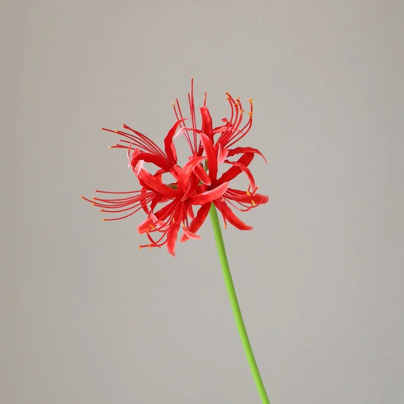 Red single artificial silk spider lily flowers home decoration vase arrangement