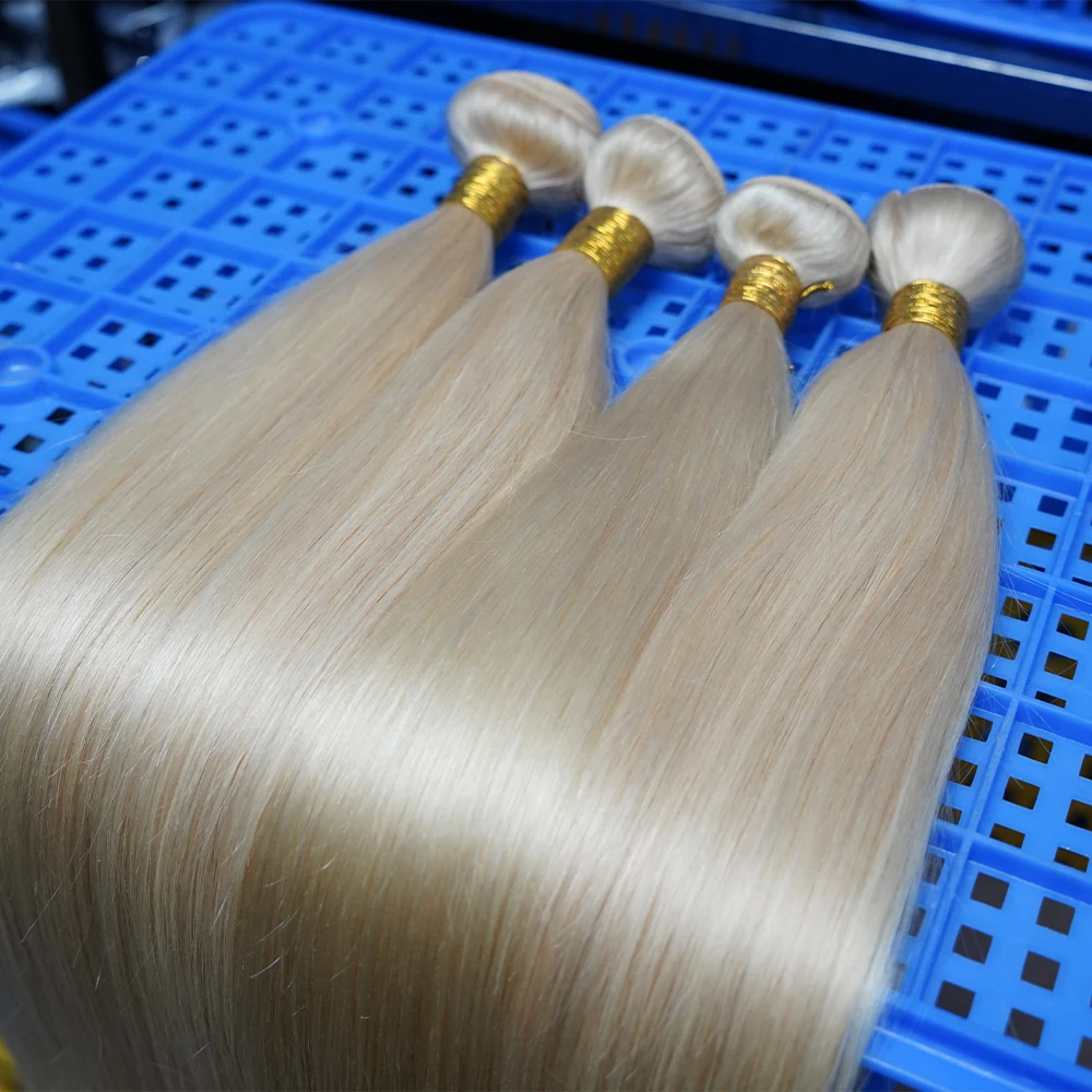 Cuticle Aligned Hair 613 Blonde Color 100% Raw Virgin Full Cuticle Thick Ends Human Hair Extension Straight Brazilian Hair Weft