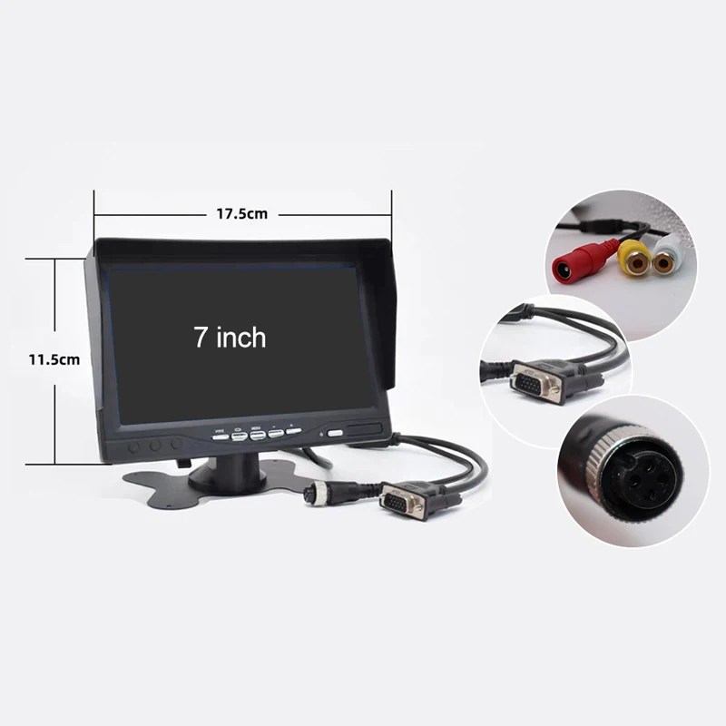 High Quality screen 1024x600 7 inch lcd tft color VGA TV car monitor