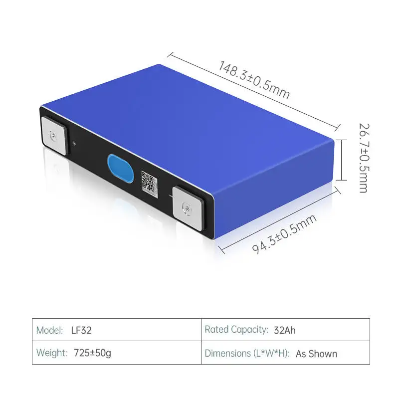 3.2V 32Ah LF32 LiFePO4 Cells Grade A Battery Deep Cycle Lithium Iron Phosphate Rechargeable Battery