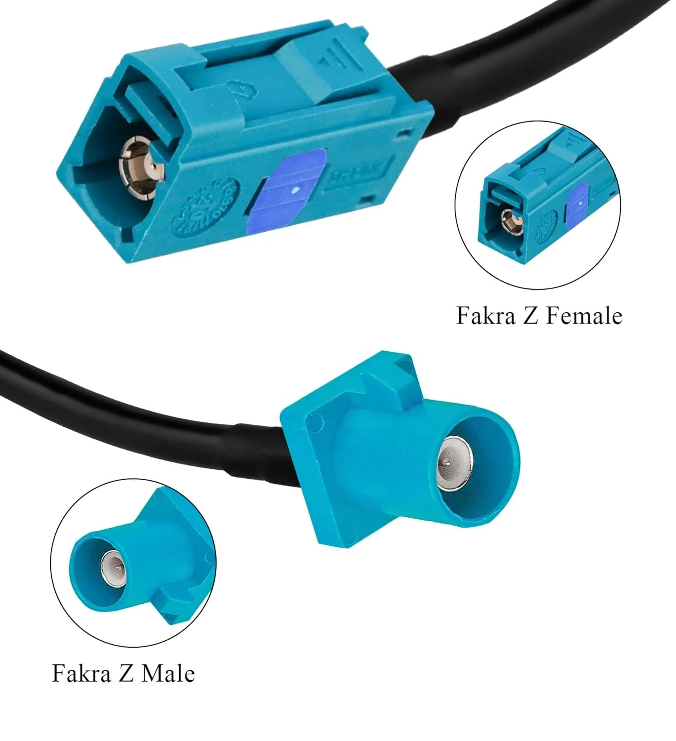 Fakra Z male plug waterblue5021 crimp connector for rg174 fakra z code male plug to z code female jack