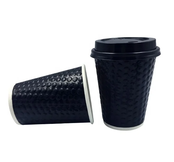
Custom Printed disposable double wall ripple Paper Coffee Cups with Lid 