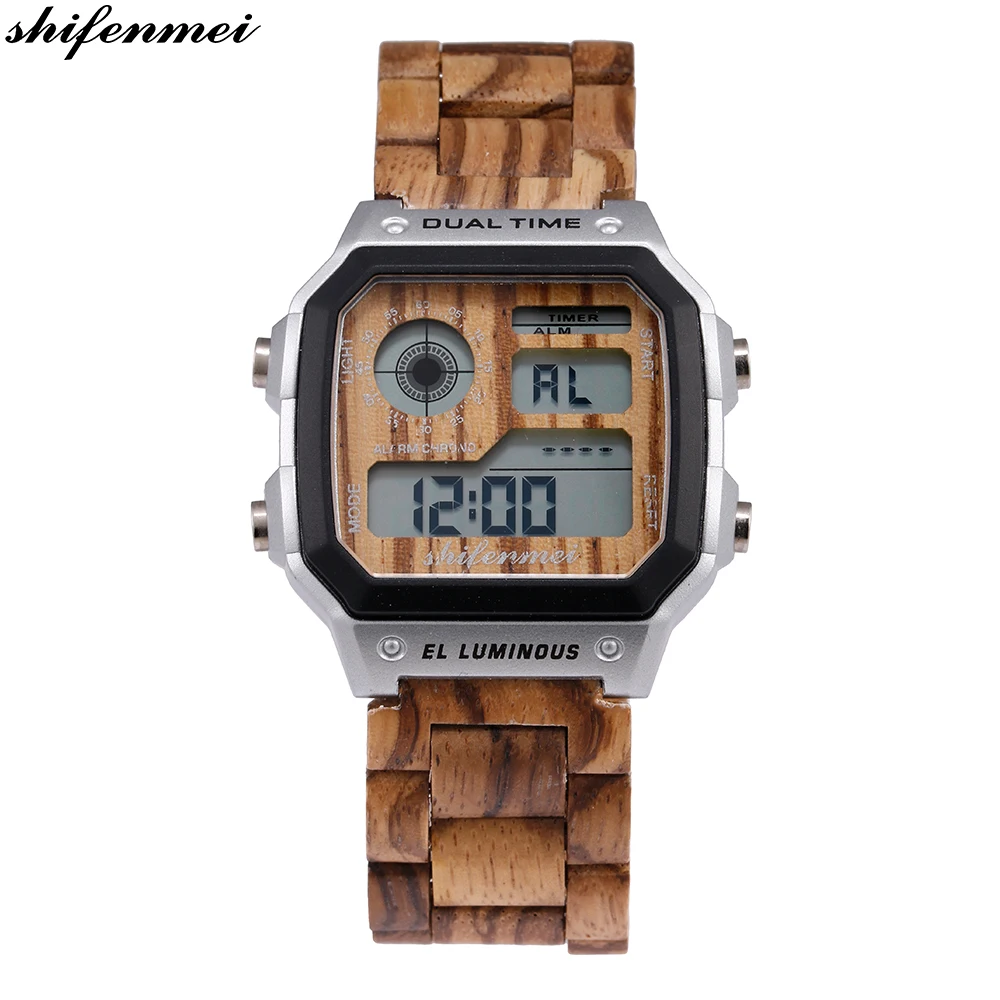  Shifenmei S5552 будильник оптом oem пластиковые цифровые деревянные часы на