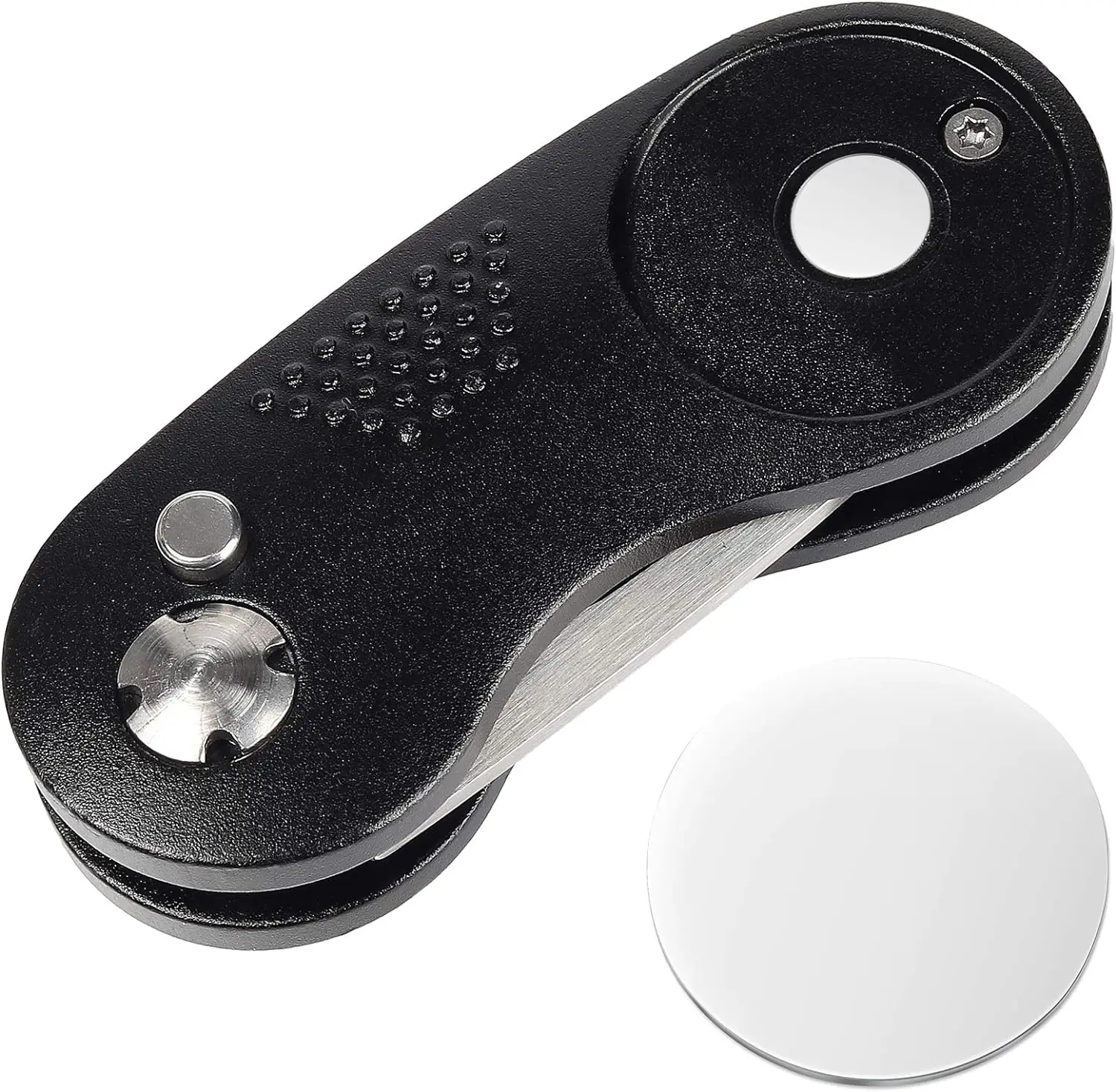 Custom logo aluminium golf divot tool repair switchblade tool pitch fork with detachable golf ball marker