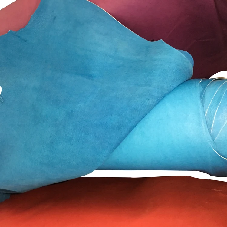 Light blue color pig hide for shoes lining