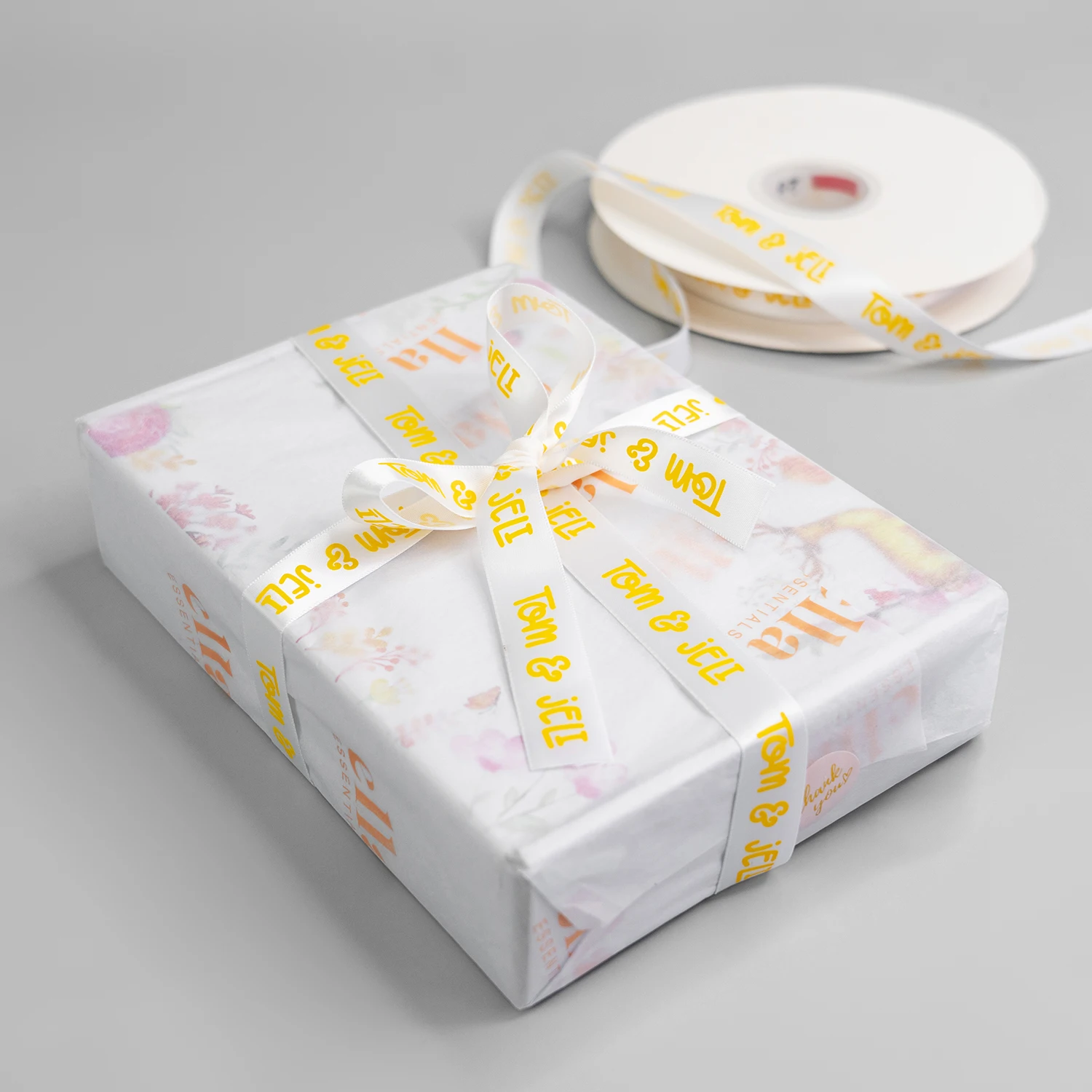 Wholesale Custom Logo 1 Inch  White  Polyester Ribbon     Grosgrain Printed Ribbon  Printing Your Logo  For Gift Packaging