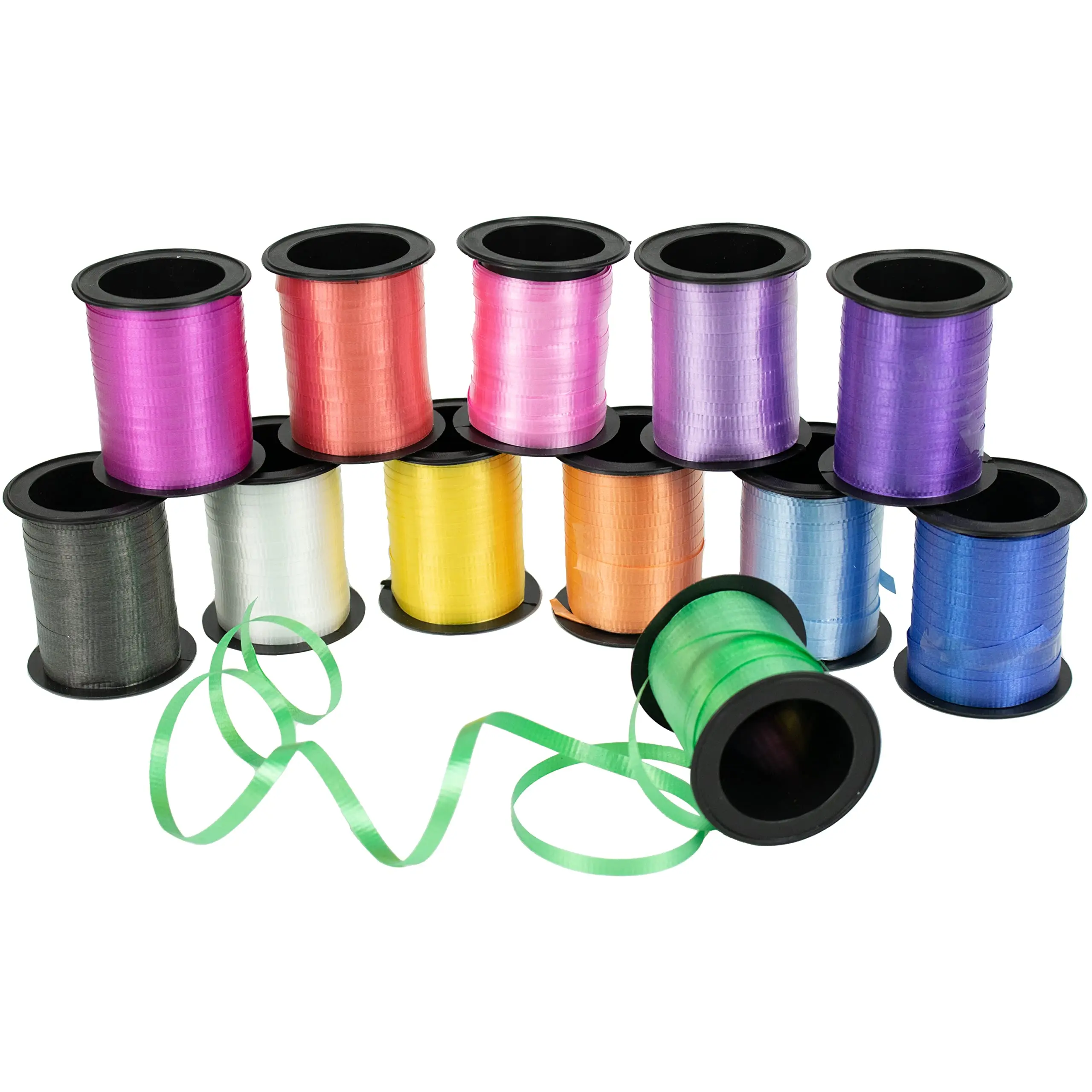 Popular Curling PP Ribbon Assorted Vivid Colors, 1cmx200m Ribbon per Roll for Balloon Band Tie, Gift Wrapping-Cinta de PP