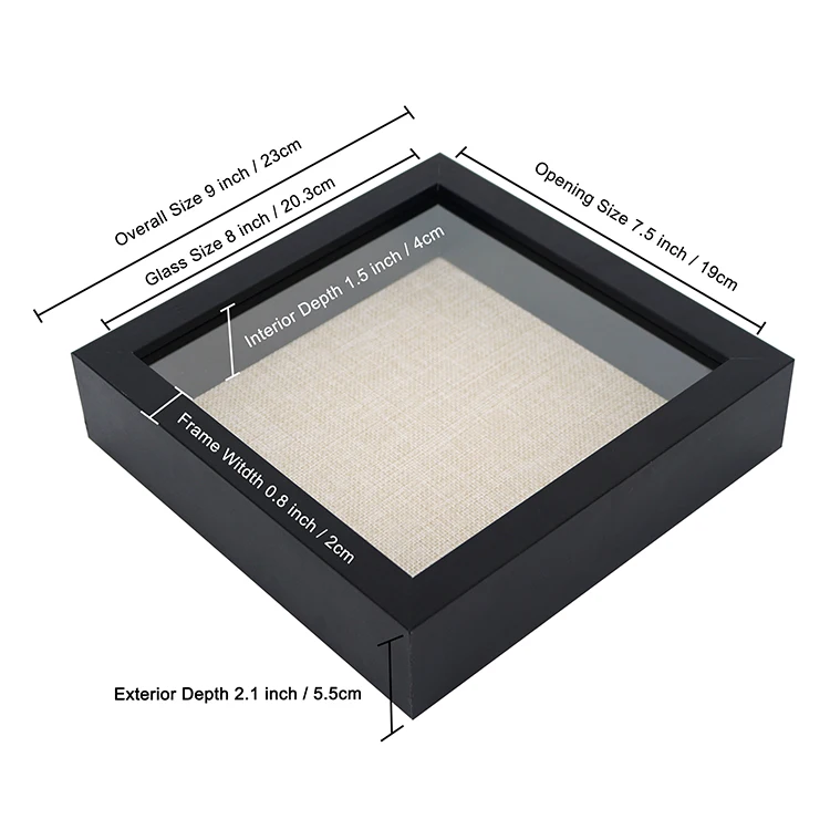 Оптовая продажа, 8 на 8 деревянных небольших объемных акриловых настенных рамок для фотографий