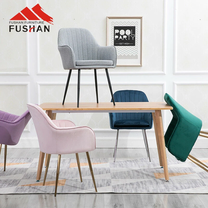 Nordic velvet dining chair living room furniture home kitchen hotel silla upholstery fabric modern luxury dining room chair