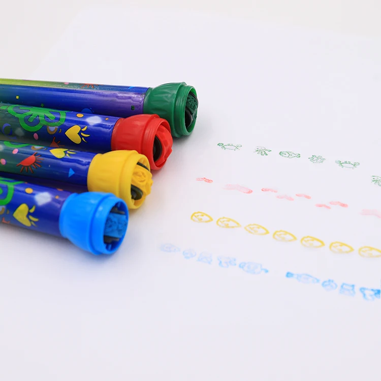 Factory custom multi color watercolor roller stamp marker pen for kids