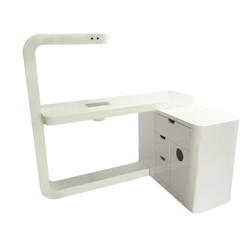 Beauty Salon Furniture Nail Dryer Desk Nail Salon Station White Luxury Manicure Table with Light