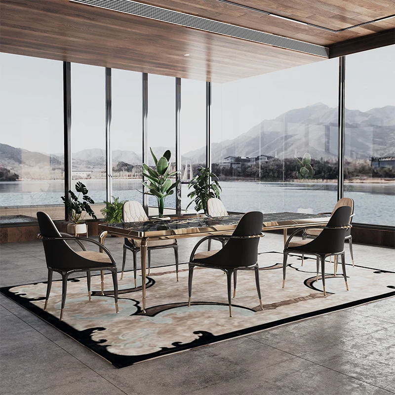 luxury dining table set black classic marble dinning table 6 seater top italian dining tables and chairs set