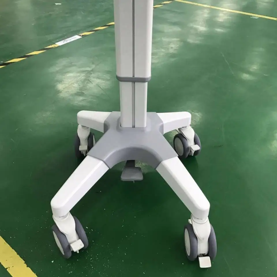 Регулируемая по высоте серая белая медицинская тележка для ноутбука