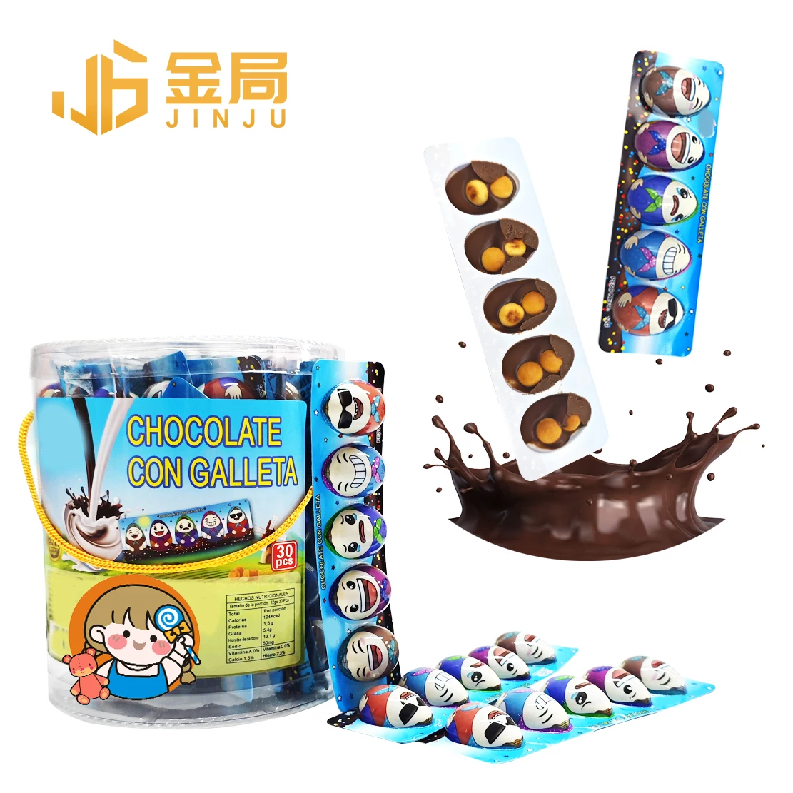 New design 11 g choco eggs kids snack crisp chocolate candies with biscuit
