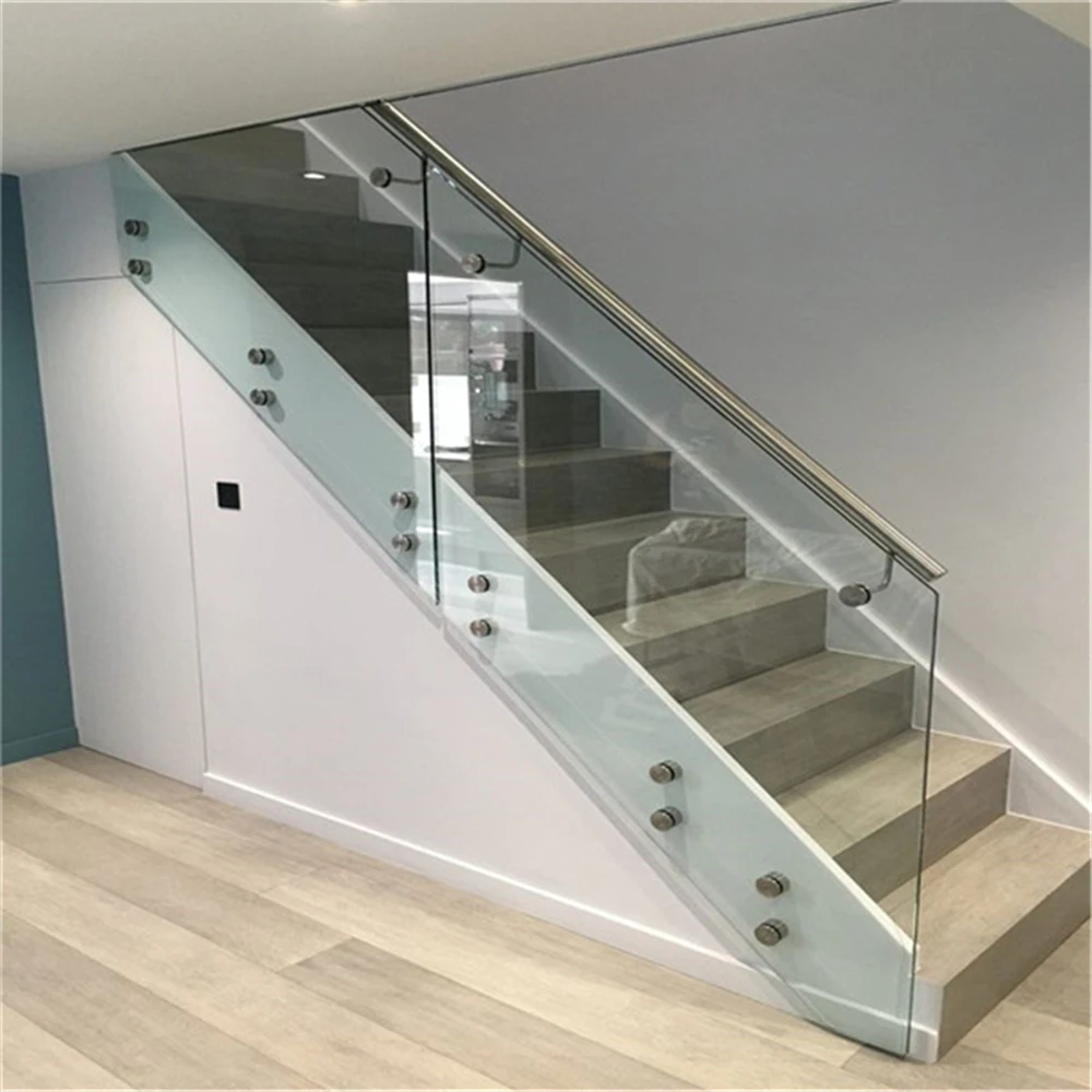 Frameless tempered glass railing/Super Clear laminated glass standoff stair balcony balustrade