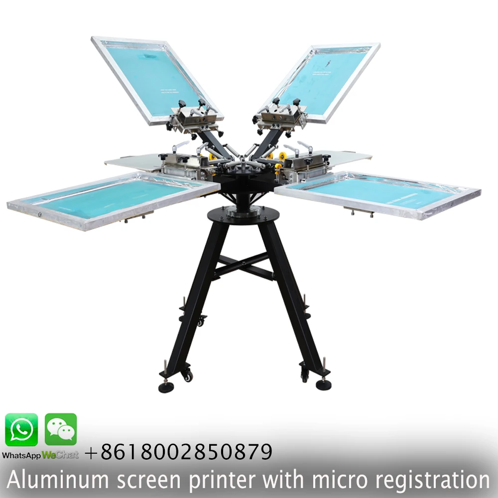 Micro-registered 4-color rotary silk t-shirt screen printing machine suit 4 colour screen printing machine