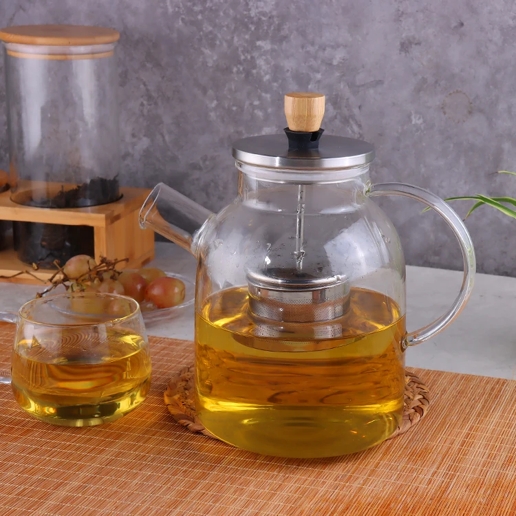 2021 Amazon hot sell glass tea pot with tea infuser high borosilicate glass tea maker wholesale 1000ml