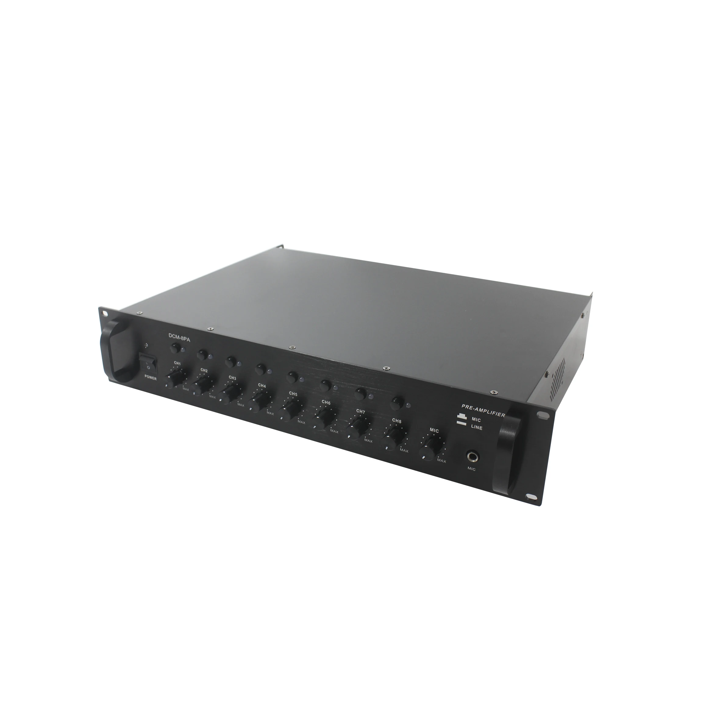 M 8-Channel Pre Amp Public Address System Pre-Amplifier with Automatic Mute Function for Paging