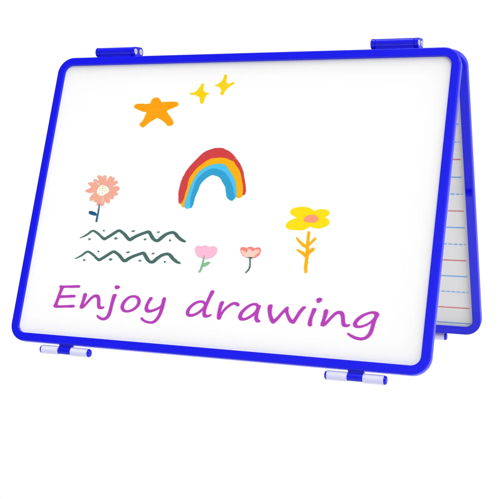 High quality classroom home 4sided blue kids Foldable Writng Painting whiteboard easel dry erase magnetic small white board