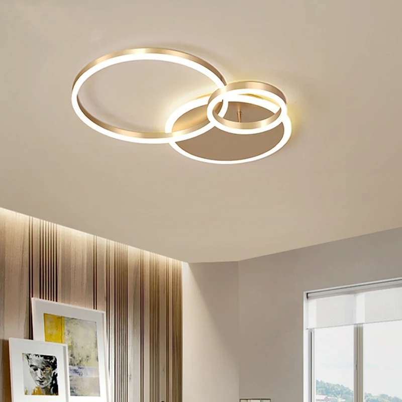 Simig lighting modern luxury cozy gold 3 ring acrylic living room ceiling chandelier