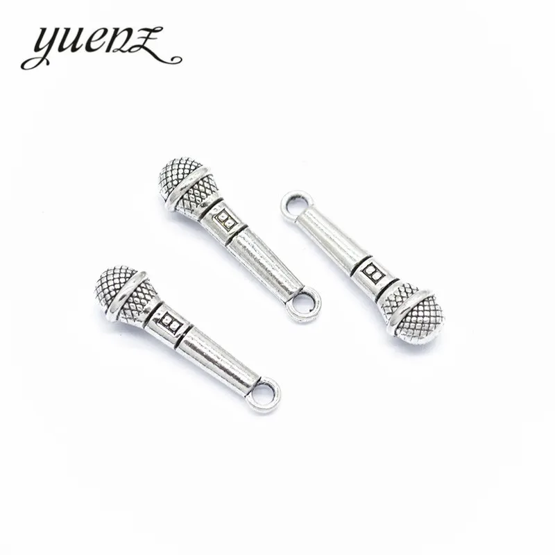 YuenZ Antique silver color microphone Charms Retro DIY Fashion Handmade Pendant Charms for Jewerly Making 24*17mmP132
