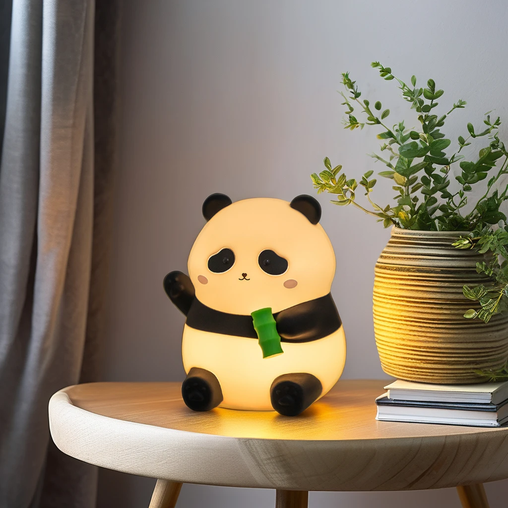 ICARER FAMILY Pandar Modern LED Night Light Touch Control USB Rechargeable Warm Color Duck Shape ABS Silicone Bedroom Room Use