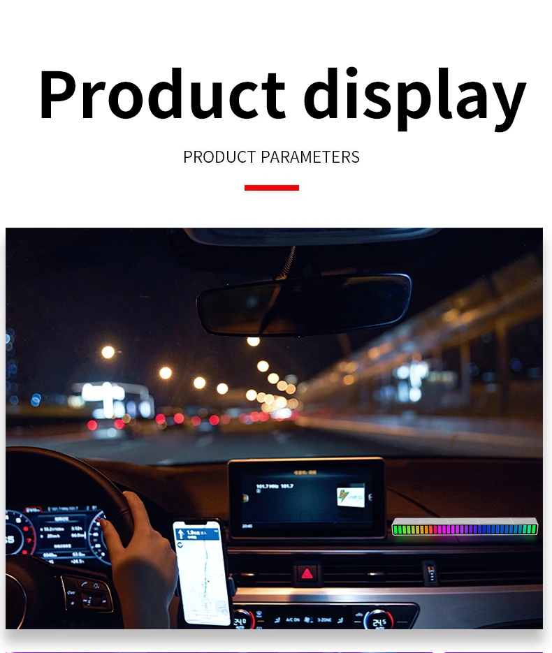 RGB sound control pickup rhythm lights music ambient lamp car LED night lights with USB charging