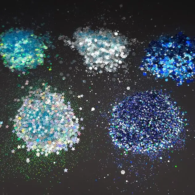 Chunky Glitter PET Flake Mixed Fine Powder Face Glitters for Craft Resin Tumbler Ornament Painting Hair Body Wedding Decor