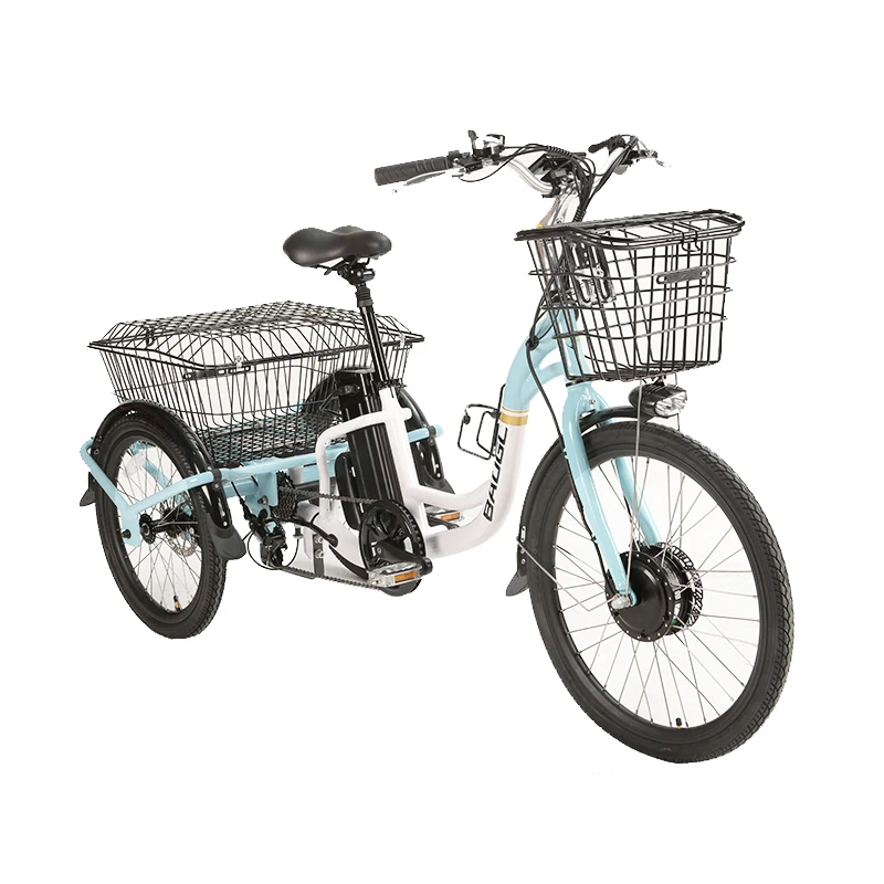 3 Wheel Ebike Electric Trike Fat Bicycle Trike 500W Electric Tricycle in 10Ah Removable Battery with Front Basket Rear Cargo